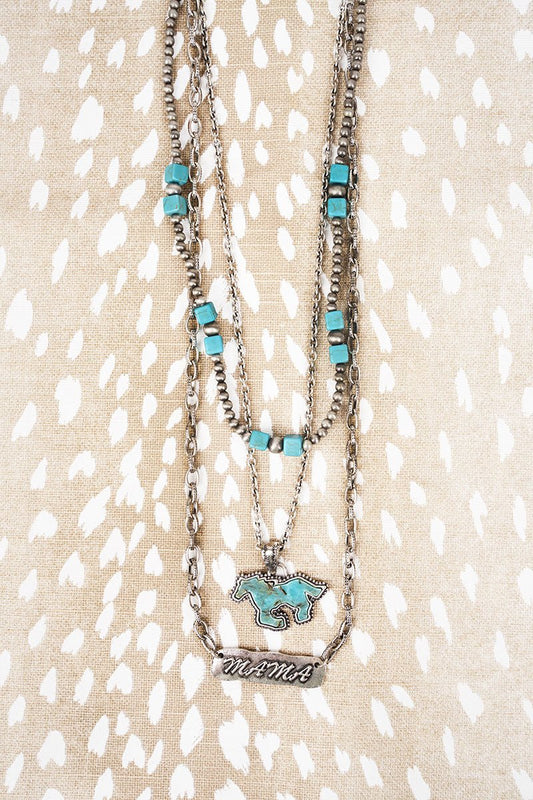 TURQUOISE HORSE MAMA LAYERED NECKLACE