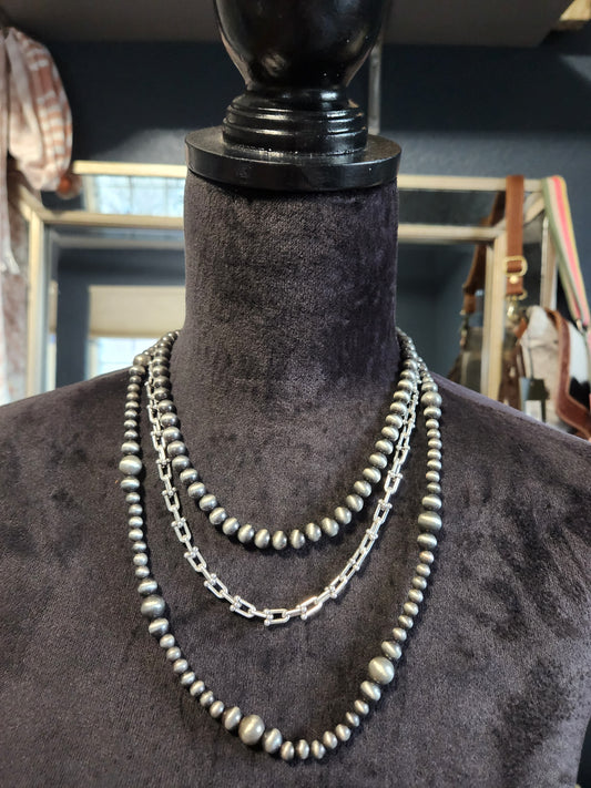 3 Layer Pearl & Chain individual Necklace