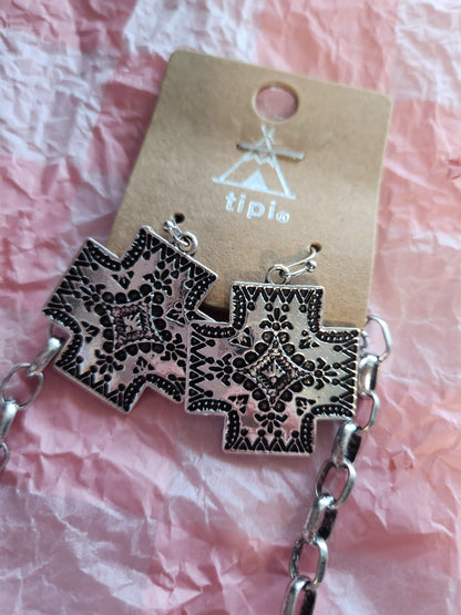 Western Cross Pendant Choker Set