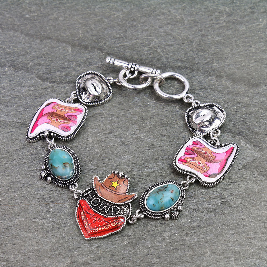 Western Howdy Print Toggle Bracelet