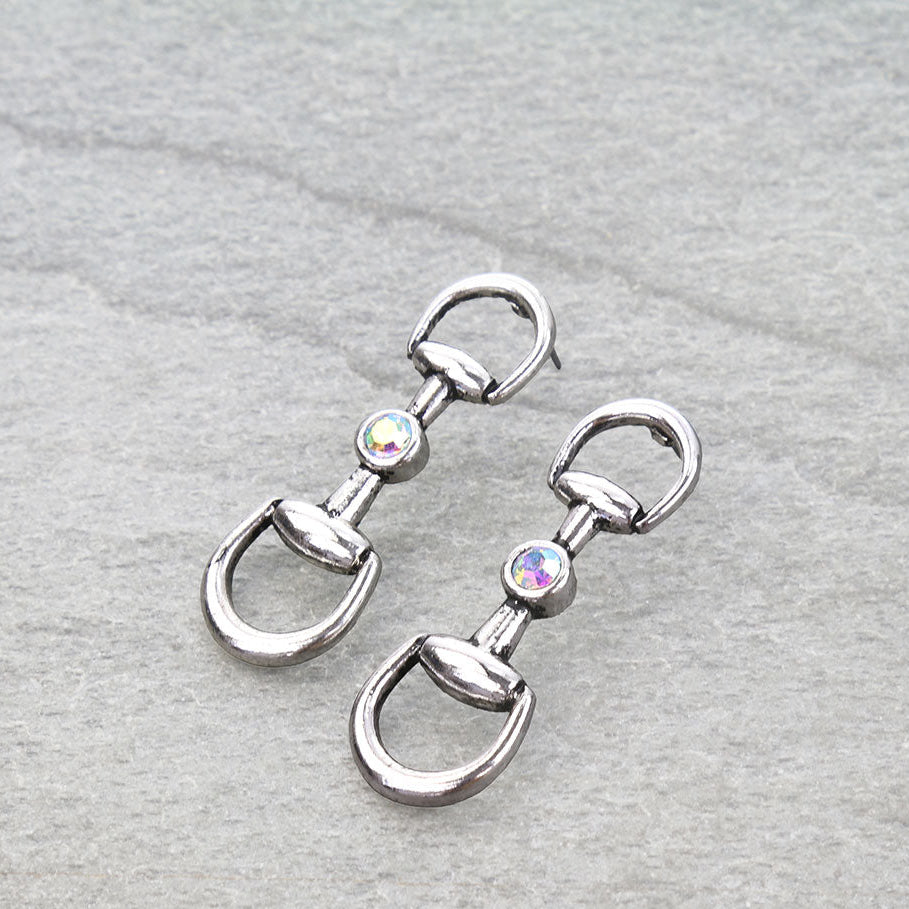 Western Horsebit Stone Stud Earrings