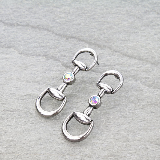 Western Horsebit Stone Stud Earrings