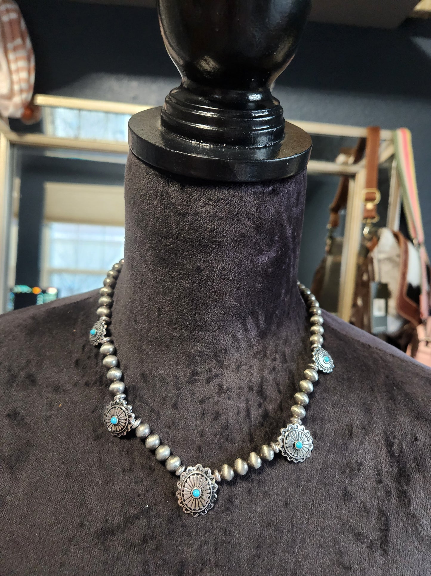 Western Concho Statement Necklace Set
