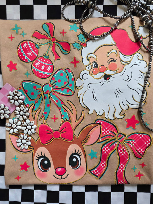 Winking Santa & Bows Reindeer