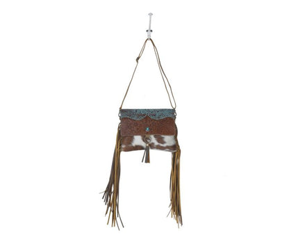 Cerulean Vines Leather & Hairon Bag