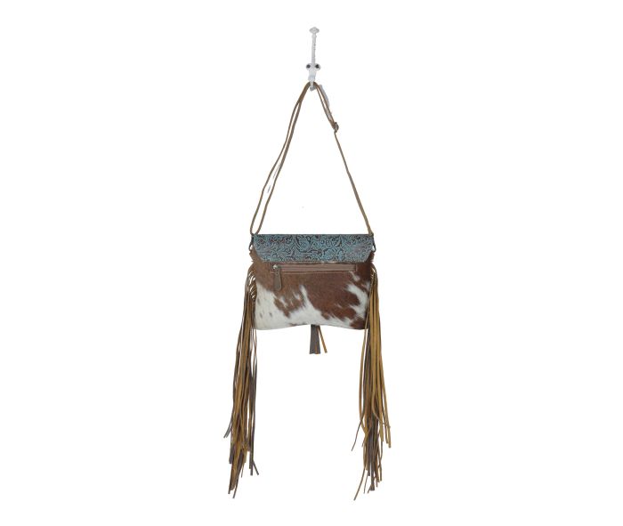 Cerulean Vines Leather & Hairon Bag