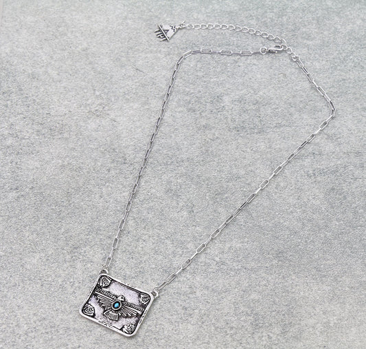 Western Thunderbird Metal Plate Necklace