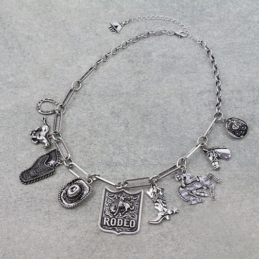 Western Rodeo Theme Charm Necklace