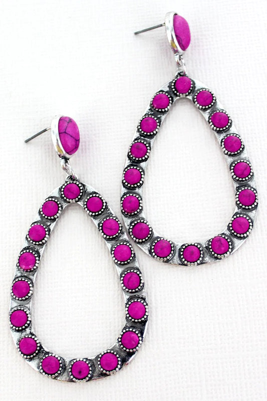 FUCHSIA PINK KILREA TEARDROP EARRINGS