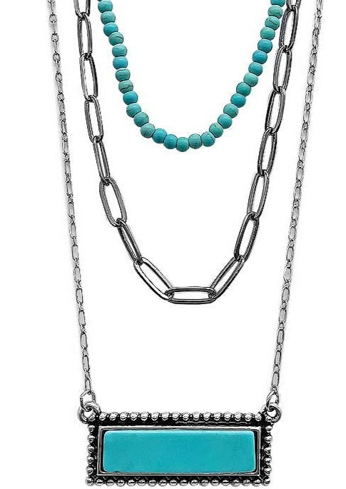 GEMSTONE BAR GEMSTONE BALL CLIP CHAIN NECKLACE